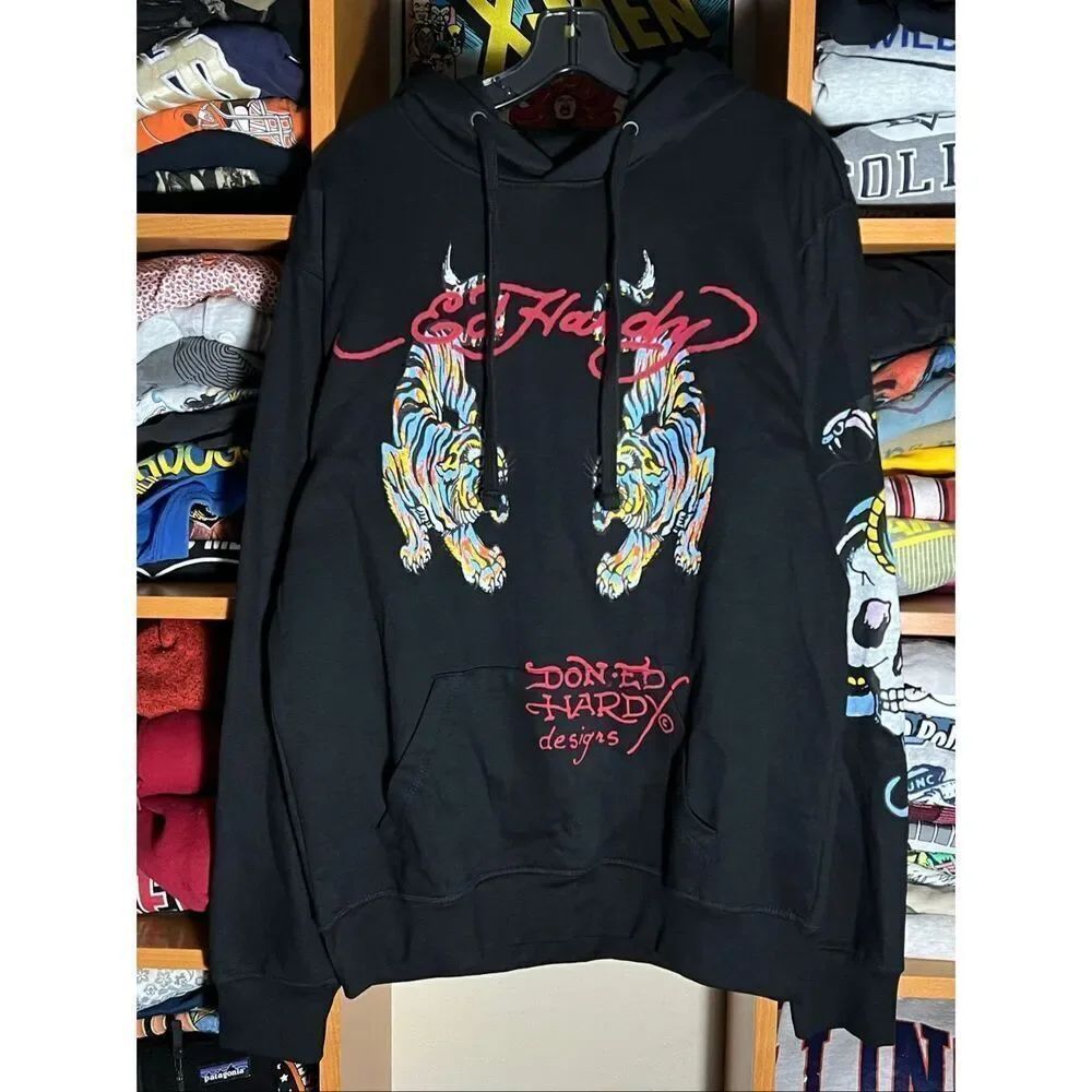 Ed Hardy Men’s NEW Black Pullover Hoodie